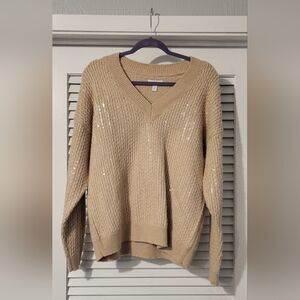 NWT Women's M Nine West Beige Sequin Sweater